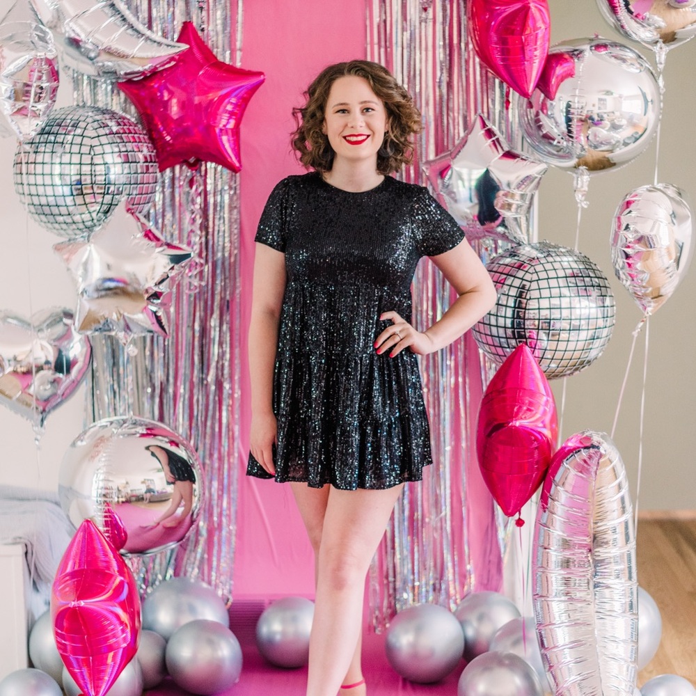 Black Sequin Mini Dress